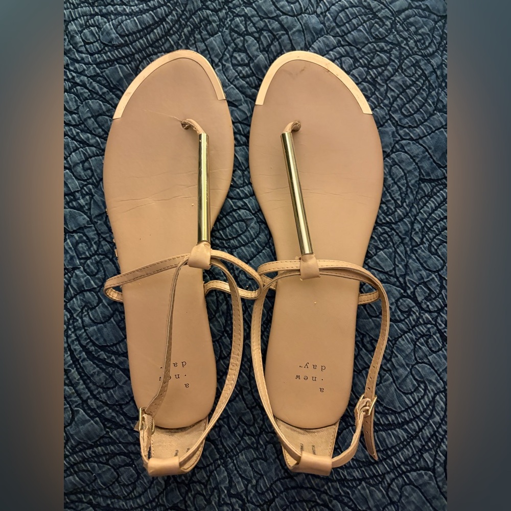 Nude Bridesmaid Sandals with Gold Accents